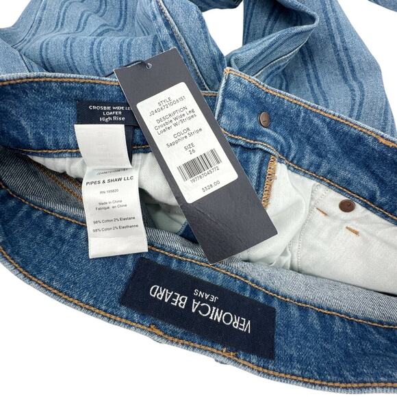 VERONICA BEARD Crosbie Striped Loafer Length Wide Leg Jean 26 - Picture 9 of 11